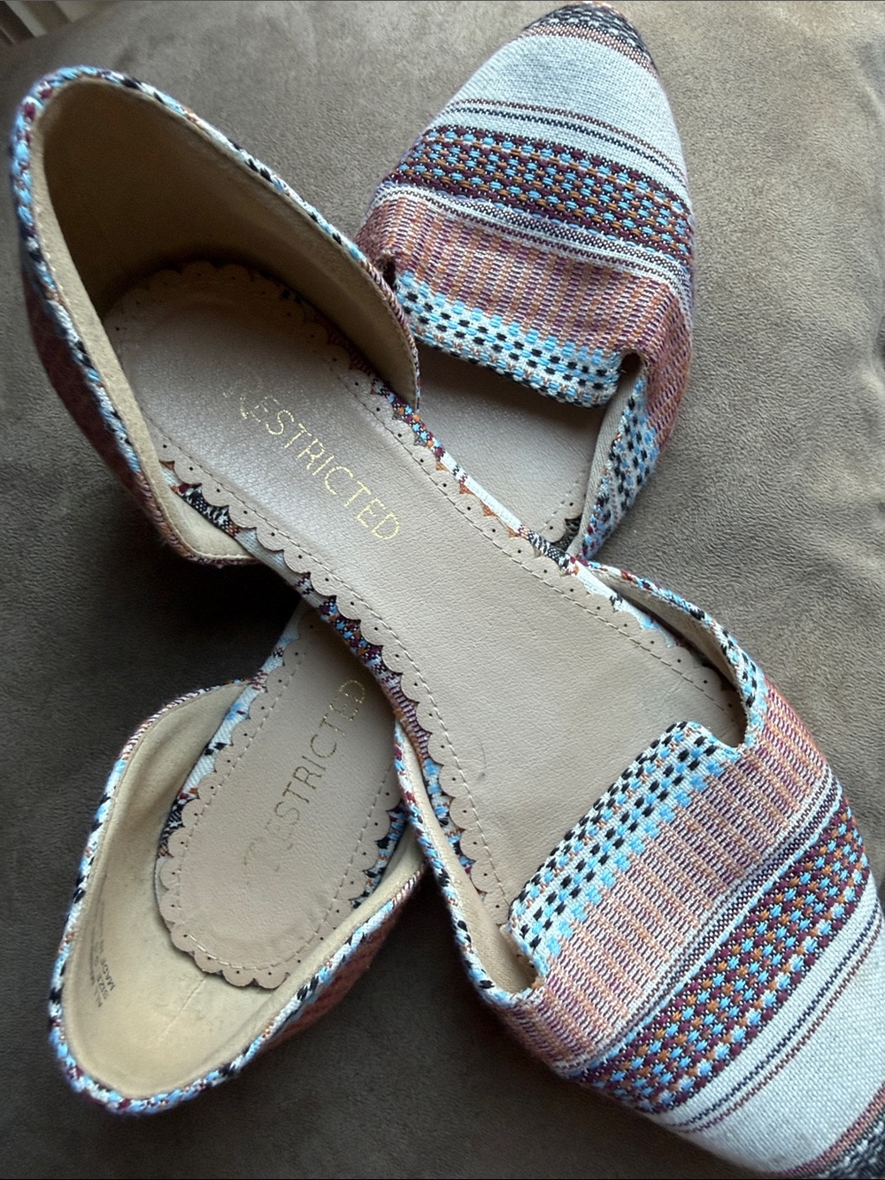 Restricted Multicolor Striped D'Orsay Flats